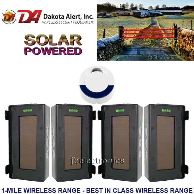 Dakota Alert Sba-4000 Break Beam Driveway Alarm + 2 Sets Solar Wireless Sensors