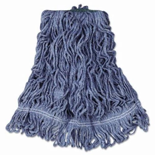 Rubbermaid Super Stitch Blend Mop Head, Med, Co/Syn, Blue, 6/CT (RCPD212BLU)
