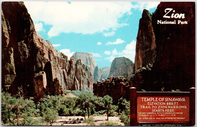 Zion National Park Utah Temple Of Sinawava Cliffs Great White Throne Postcard