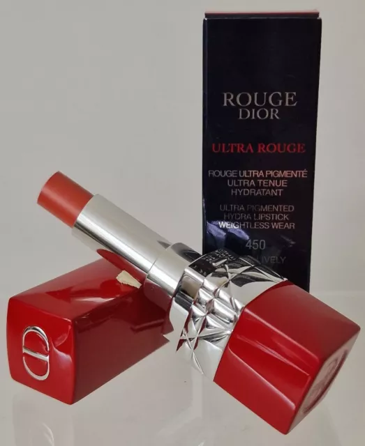 Rouge Dior Ultra Rouge PIGMENTIERTER Lippenstift 450 ULTRA LEBHAFT 3,2 g UNVOLLKOMMENE BOX