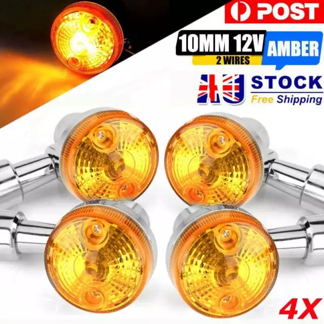 4X Chrome Motorcycle Turn Signals Indicators Blinkers Light Amber Universal Lamp