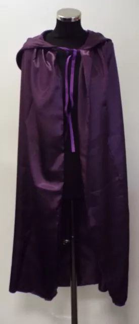 Long Satin Cape with Hood for Adult Unisex Gothic Steampunk Medieval Cosplay