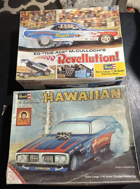 REVELL 1/16 Scale Vintage Funny Car And Dragster Model Lot. PRE BUILT AND PARTS.