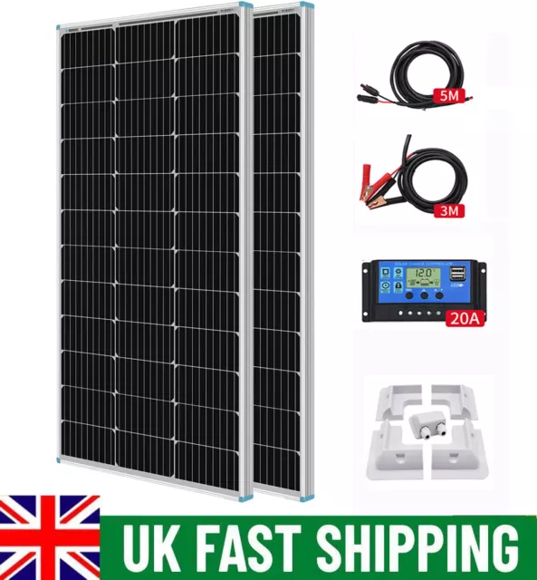 100W 200W 180W 12V Solar Panel Kit with Mounting Brackets Caravan RV camper Van