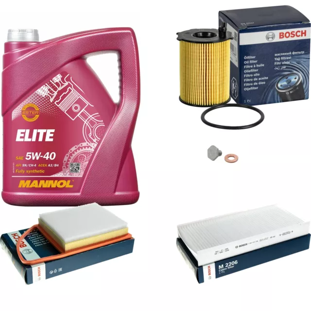 BOSCH Inspección set 5L MANNOL ELITE 5W-40 para Fiat Peugeot Scudo Caja 1.6