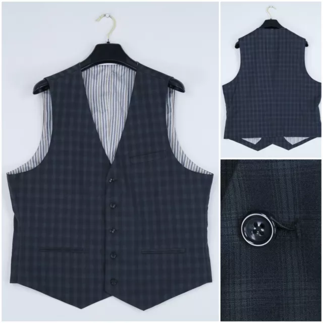 Mens Waistcoat XL Size UK 46 Vintage Grey Check Formal Dress Vest