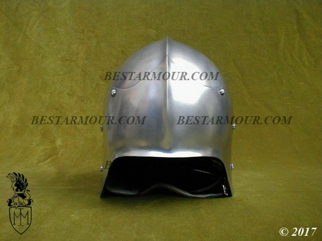 18GA SCA LARP Elmo medievale tedesco Sallet armatura casco Halloween...