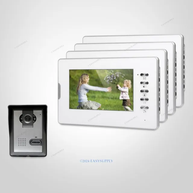 7" Main Libre Système Interphone Portier Vidéo+Mode Muet pour Maison/Appartement