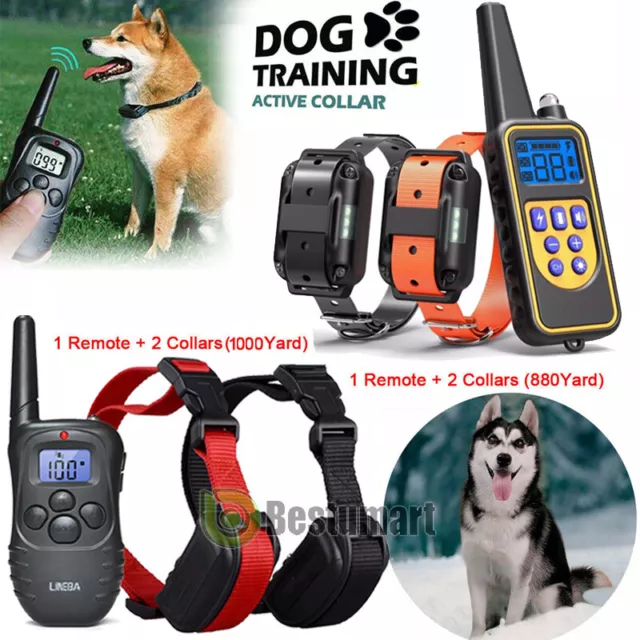 Dog Shock Training Collar Rechargeable Remote Control Waterproof IP67 1000 Yards