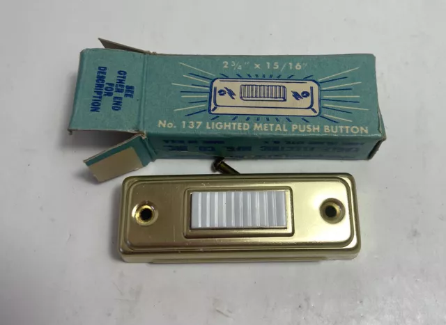 CAMPANA DE PUERTA DE COLECCIÓN Eagle Goldtone iluminada botón 2-3/4"" x 15/16"" nuevo en caja #137