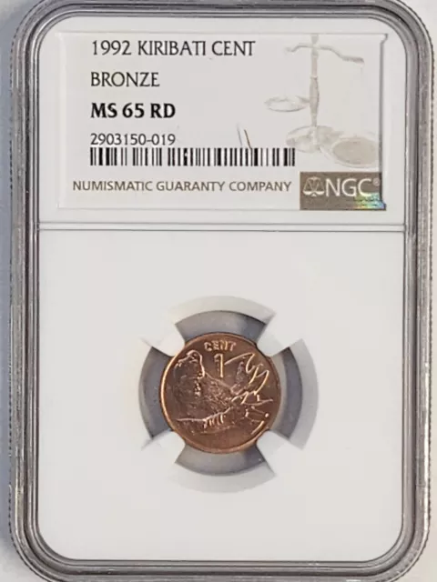 1992 Kiribati 1 Cent Coin NGC Rated MS 65 RD Top Pop!