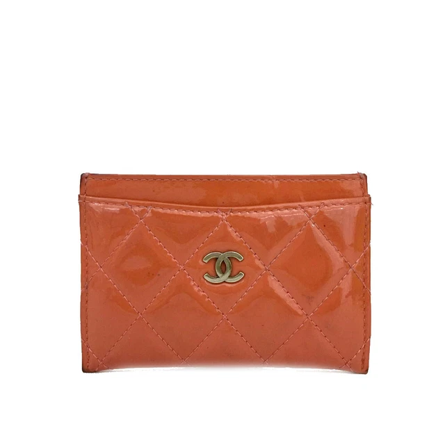 CHANEL Matelasse CC Logo Patent Leather Card Case Holder /3L0521