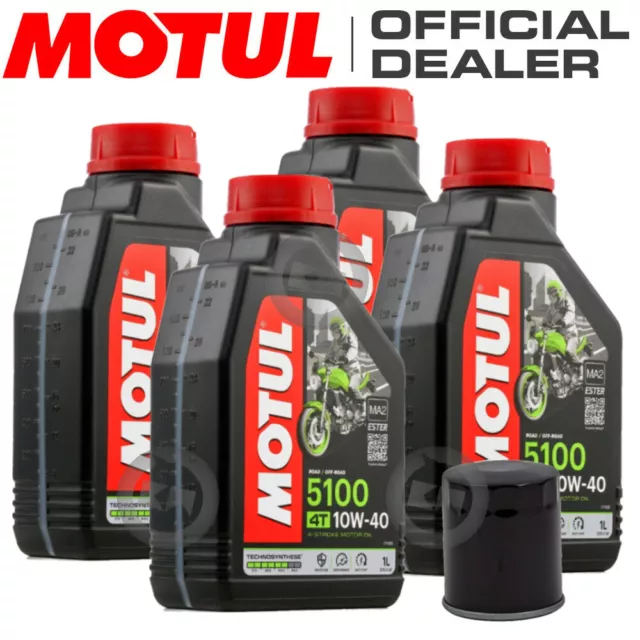 Kit Tagliando 4Lt Olio Motul 5100 10W40 + Filtro Hiflo Hf303 Kawasaki Z750 2007