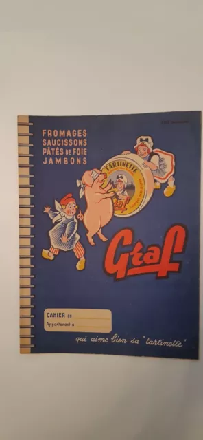 Protège cahier vintage GRAF qui aime bien sa tartinette