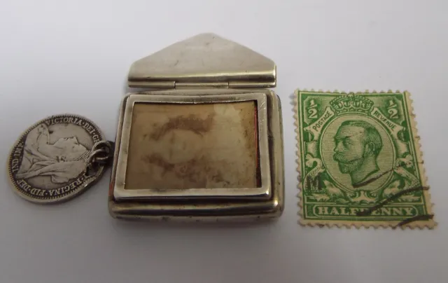 Rara Custodia In Busta Inglese Antica Argento Sterling 1903 Con Supporto Foto