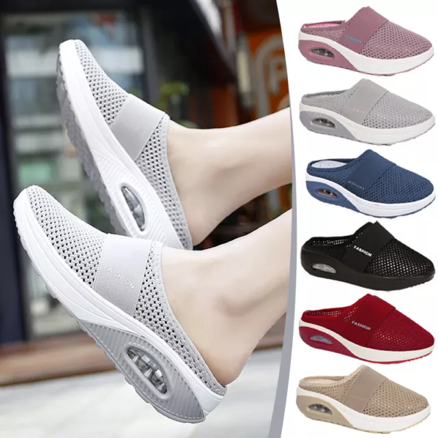 Frauen Slip On Walking Schuhe Orthopädische Mesh Diabetic Slider Flatform Schuhe