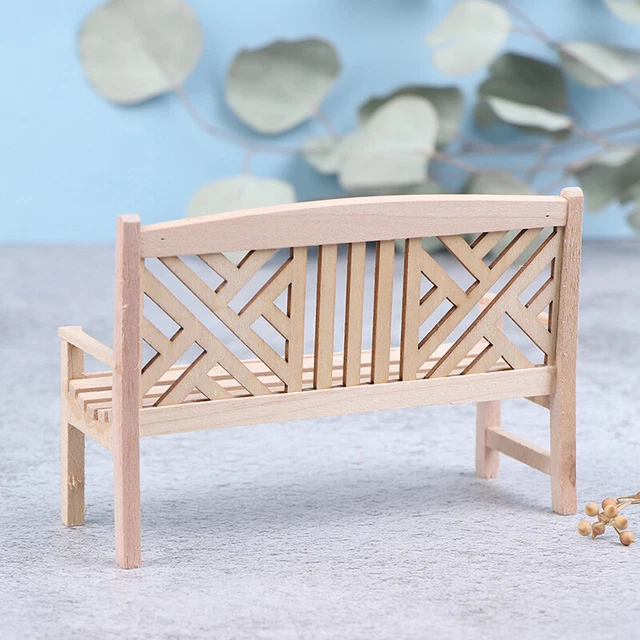 1:12 Dollhouse Miniature Wood Double Chair Model Garden Furniture Accessories❤