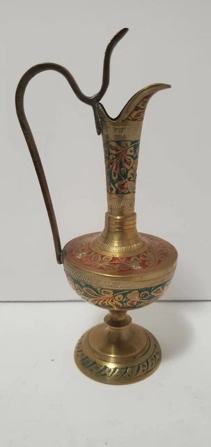Vintage rare handmade  Engraved Solid Brass pitcher