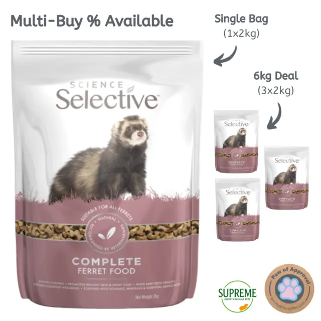 SCIENCE Selective Ferret Food Supreme Nuggets Dry Biscuits Chicken Feed 2kg 6kg