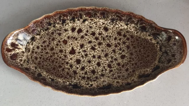 Foster’s Pottery Brown Speckled Oval Pie Dish Serving Dish