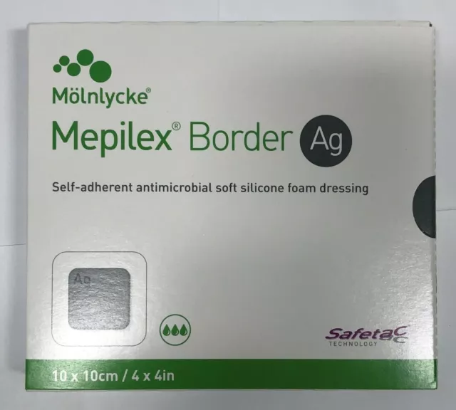 *5-Dressings* Molnlycke Mepilex Border Ag Self-Adherent 4" x 4" Dressing 395390