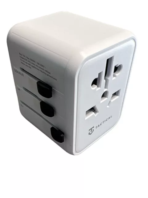 Adattatore Spina Universale Da Viaggio Con Usb C / Usb A Presa Elettrica Bianco