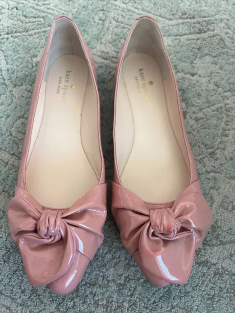 Kate Spade pink bow patent leather ballet flats size 8