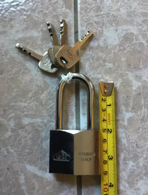 Retro Iseo Brescia Italy Padlock With 4 Keys - New 3