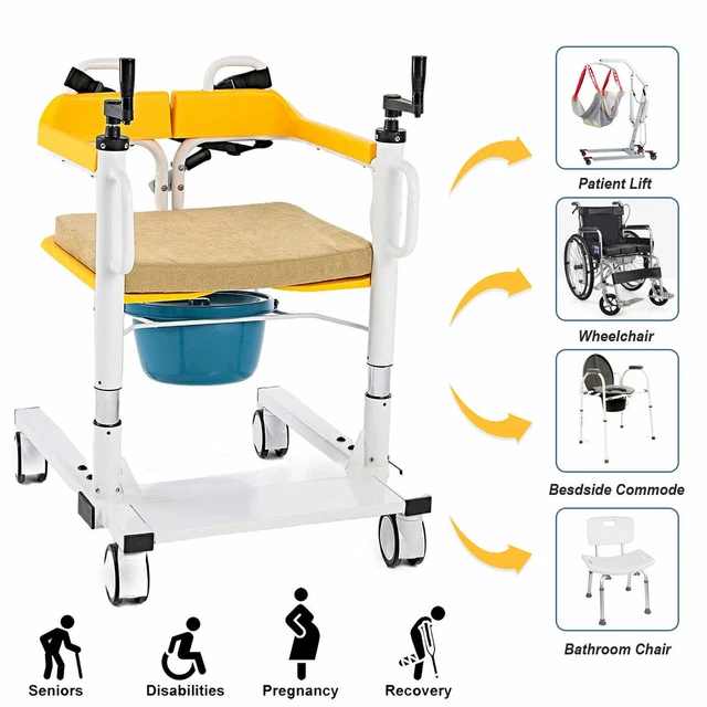 Multi-function Lift Bath Toilet Chair Hand-cranked Shifter Paralyzed Elderly