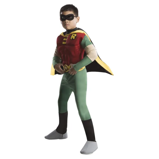 Rubie's Official DC Comic Teen Titan Robin Kids Costume, Deluxe Muscle Chest Sup