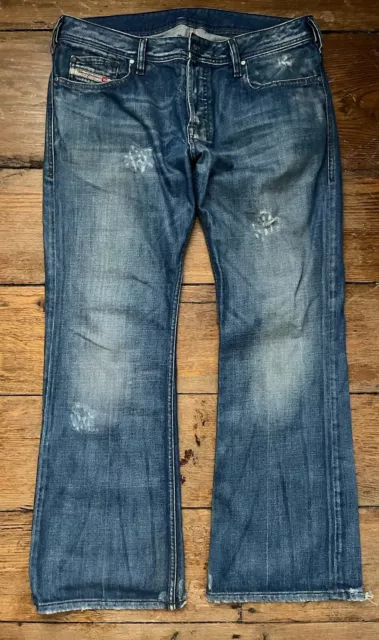 DIESEL ZATHAN BOOTCUT Blue Denim Jeans Button Fly Men’s 36x30 Italy 100 ...