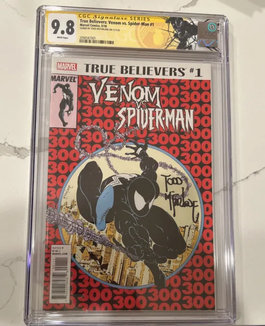 True Believers Venom VS Spider-man #1 CGC 9.8 Signed by Todd McFarlane ASM 300