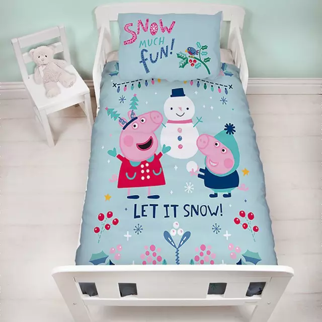 Peppa Pig Menor Juego Funda Edredón Nieve Navidad Dos Caras Niño Ropa Cama Cuna