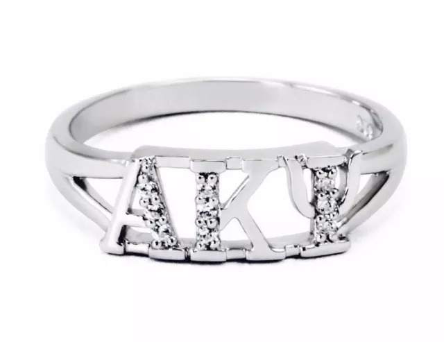 Alpha Kappa Psi Co Ed Fraternity Sterling Silver Ring with CZs - Women's Ring