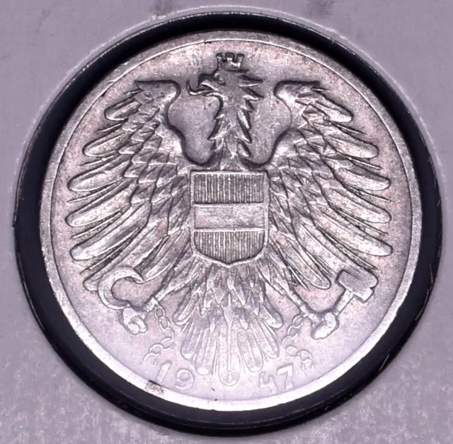 1947 Austria 1 Schilling A Sower, Austria Coat of Arms Eagle 25mm Coin ~ *M211