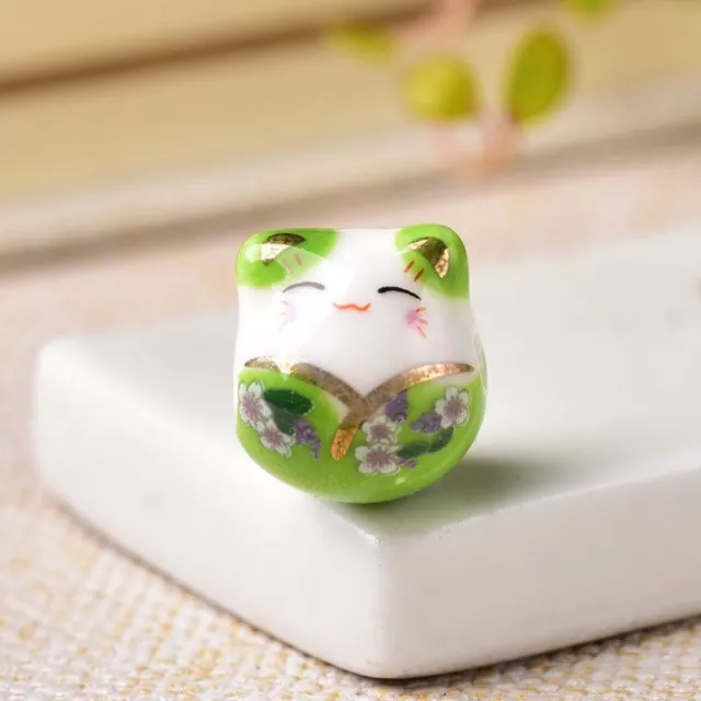 16x14mm Cat Ceramic Beads Animal Porcelain Loose Bead Crafts Jewelry Charms 5Pcs