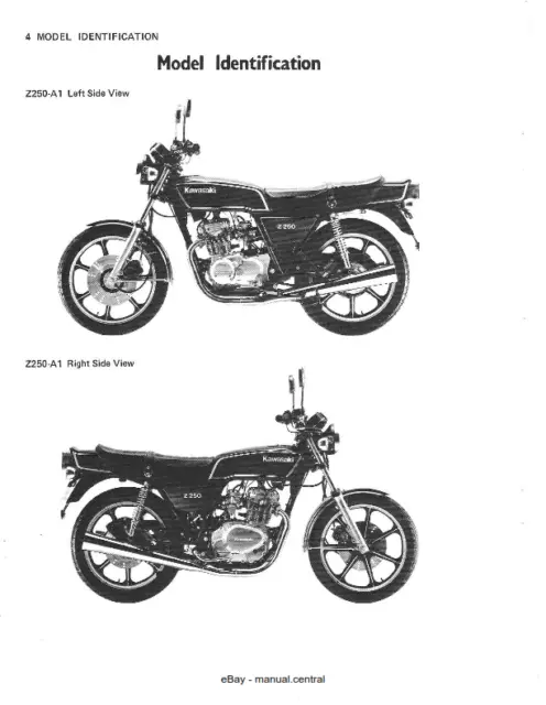 Kawasaki Motorcycle Z250 Kz305 Service Manual 1979 - 1982 Reprinted 3