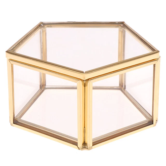 Geometrical Glass Jewelry Box Flower Room Ring Box Earring Box Jewelry Orga.$4