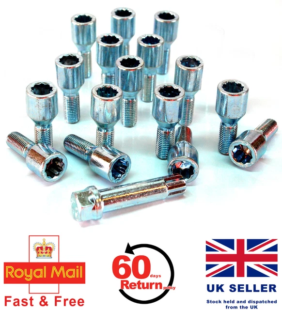 car wheel tuner bolts M12 x 1.5 + key extended thread 40mm - BMW 3 series x 4 | UK car wheel tuner bolts M12 x 1.5 + key extended thread 40mm - BMW 3 series x 4 | UK