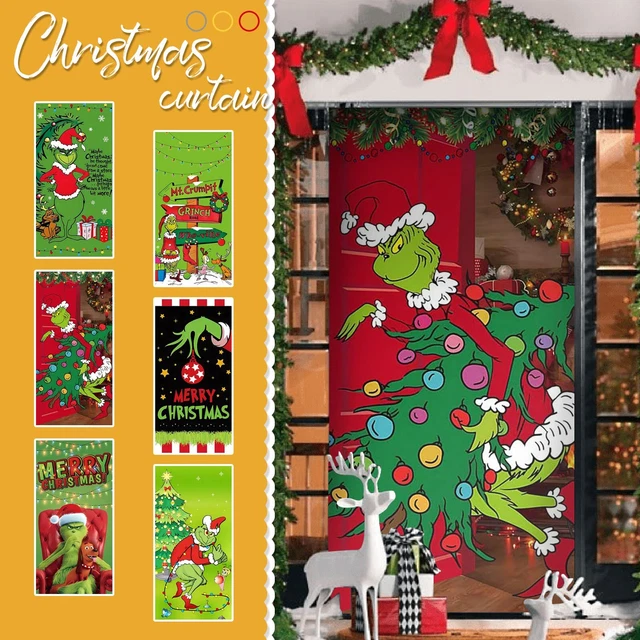 GRINCH CHRISTMAS DECORATIONS Grinch Door Cover Merry Grinchmas Door