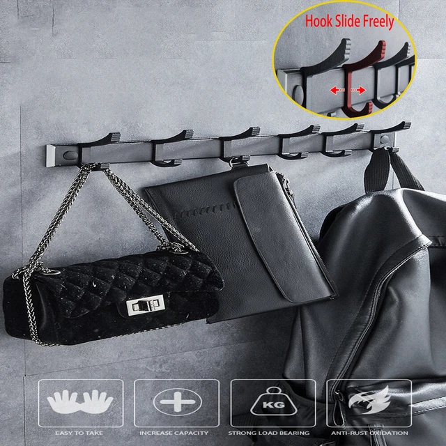 Black Hooks Coat Robe Hat Clothes Wall Mount Hanger Towel Rack Holder Organizer
