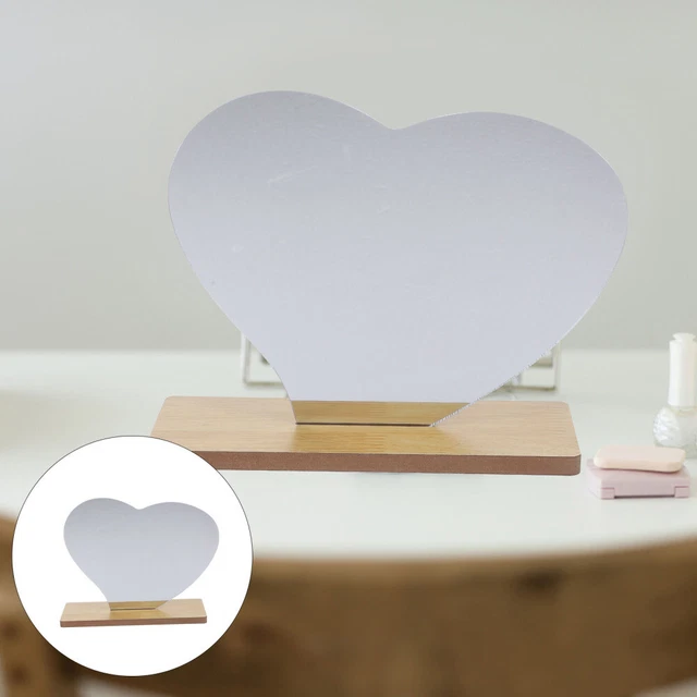 Espejo de maquillaje con soporte de madera espejo de mesa espejo de corazón de escritorio espejo de maquillaje irregular