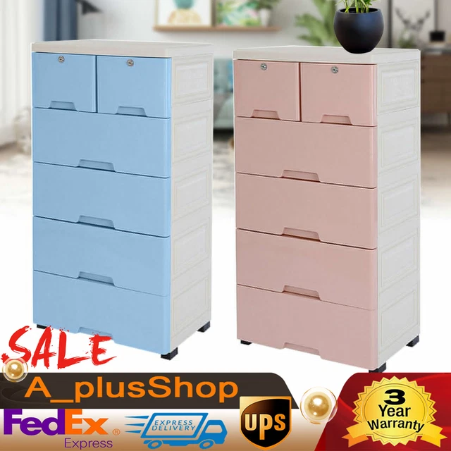 Plastic Storage Dresser Cabinet  Bedroom 6 Drawer Clothes Organizer 19"X13"X40"