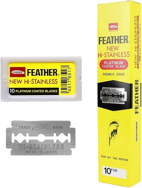 200 cuchillas de afeitar Feather (20 packs de 10 hojas)