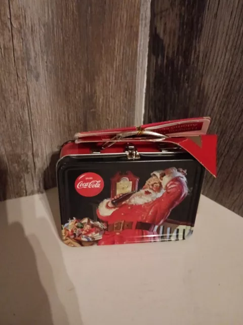 Coca Cola Metal Minature Box Ornament, Opens and Closes, Original Tag A-2