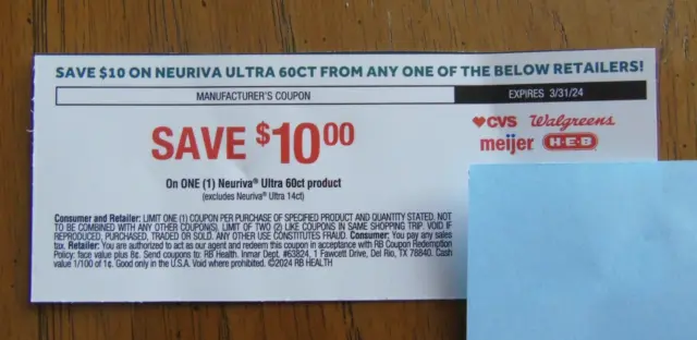 Neuriva Coupon - Save $10 on Neuriva Ultra 60 Ct - Expires 3/31/24