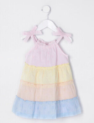 baby Mini girls river island pastel stripe Rainbow Block dress 18-24 months