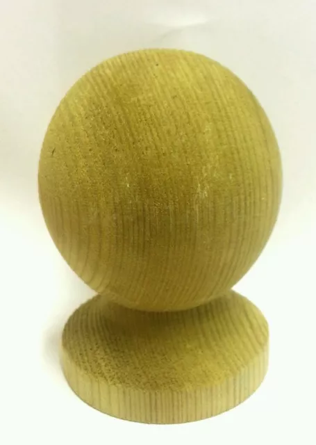 1 x Green Treated Wooden Ball Finial for 3 inch fence post cap topping garden