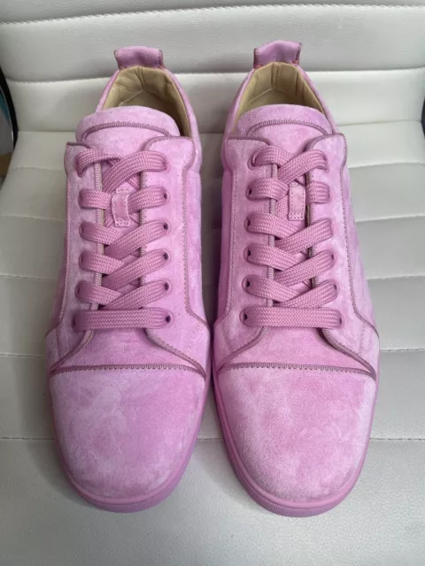 Christian Louboutin Louis Junior Orlato Flat Suede Sneakers US 10 Size 43 Pink