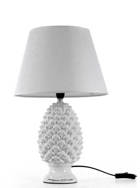 LAMPADA LUMETTO ABAT JOUR DA TAVOLO COMODINO BASE CERAMICA PIGNA MODERNA 36 cm